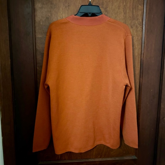 Salvatore Ferragamo Burnt Orange Gold Button Cardigan Wool Sweater Size M - Picture 4 of 7